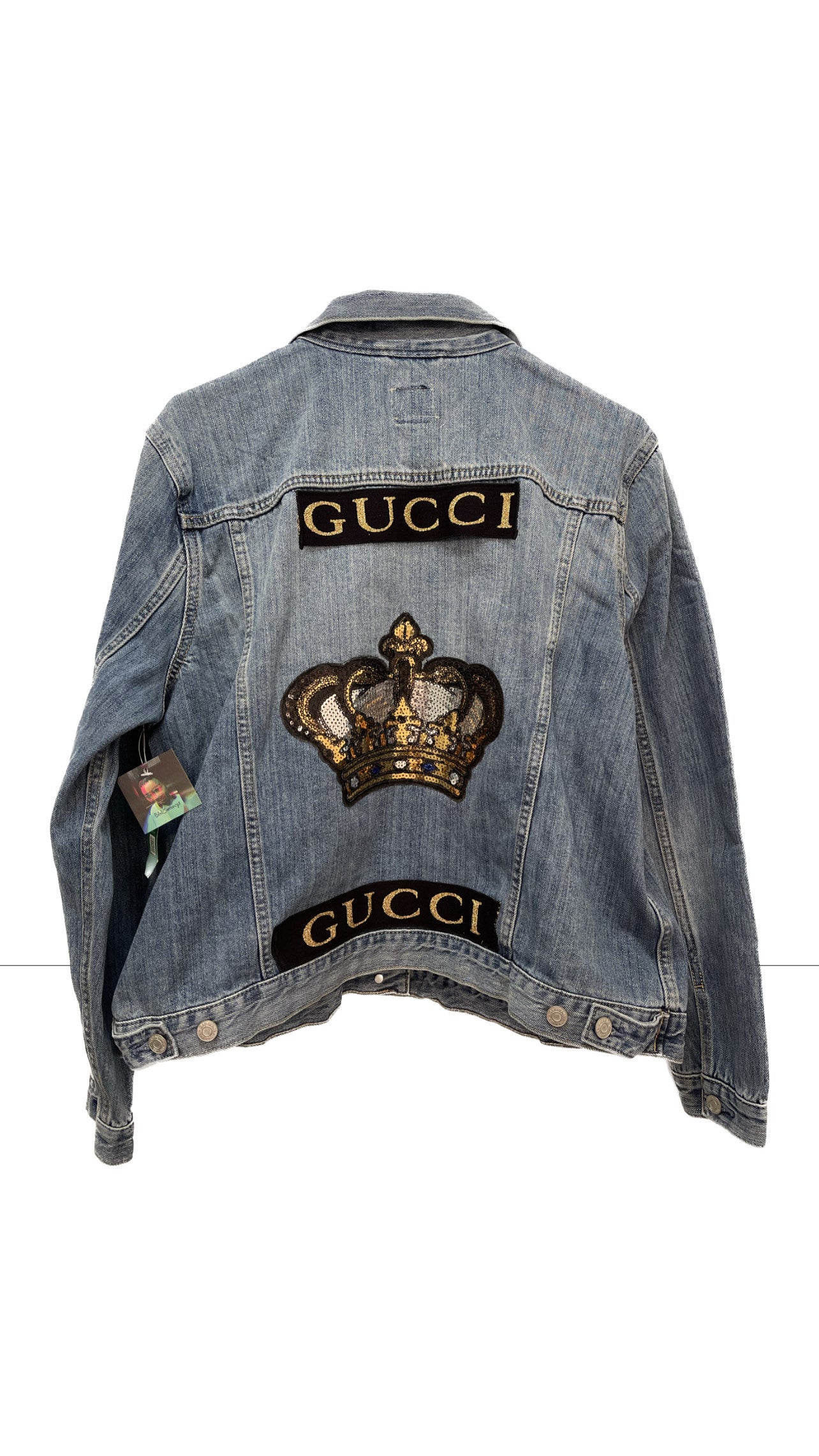 Black Crown Patchwork Denim Jacket