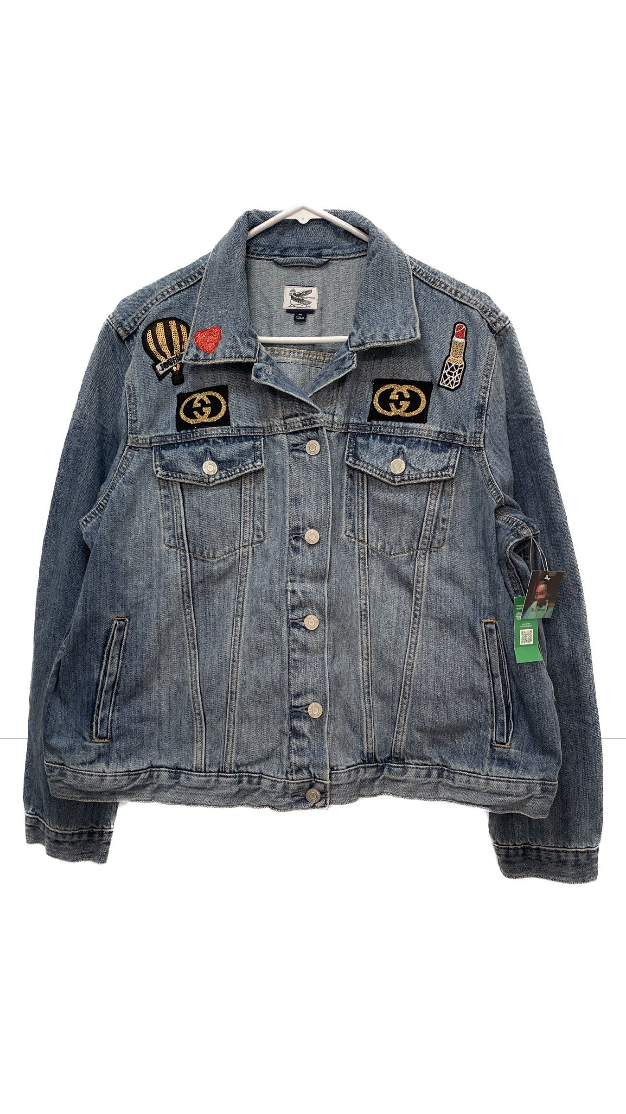 Black Crown Patchwork Denim Jacket