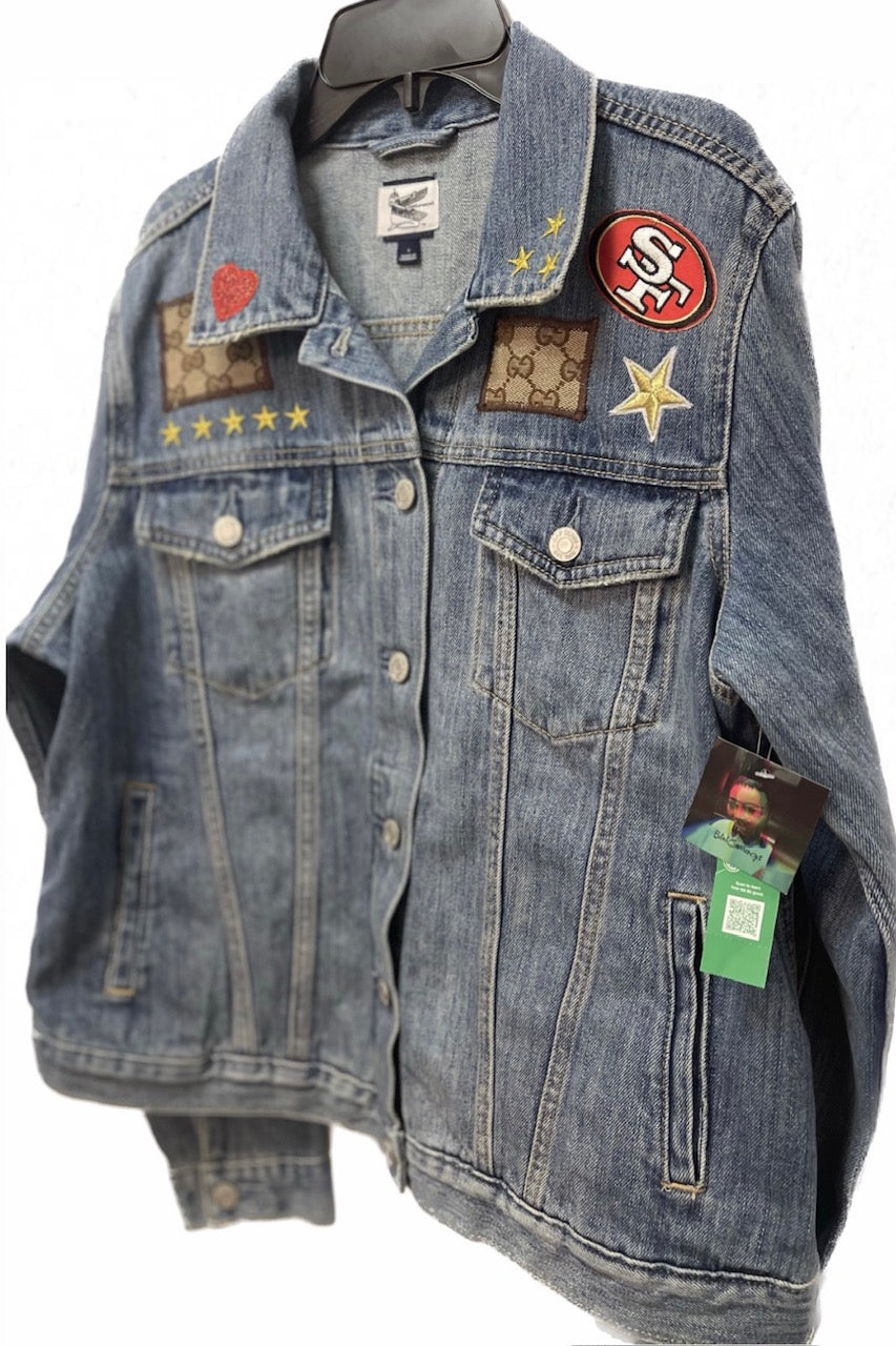 49ER Fashion Gucci Patchwork Denim Jacket