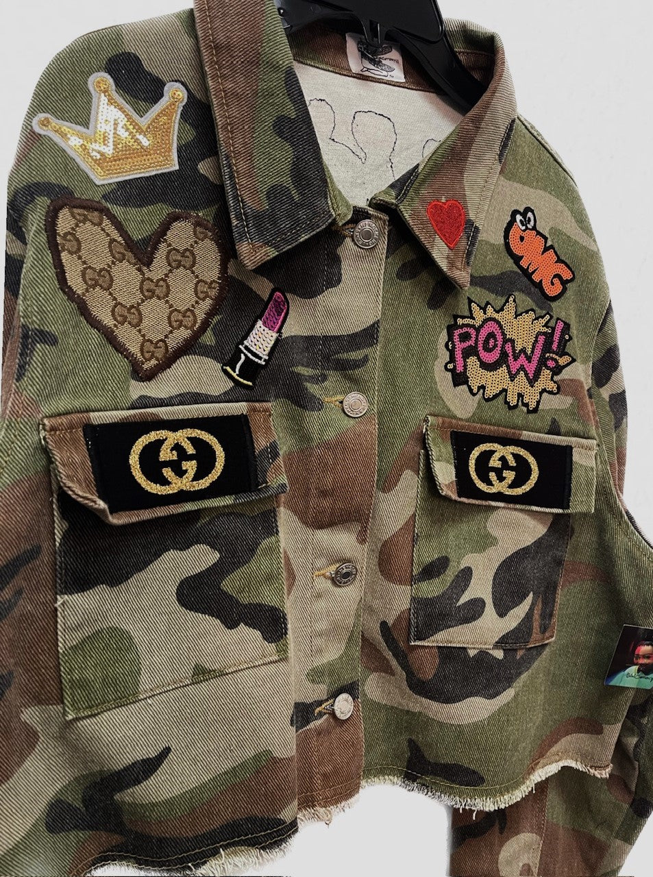 Cropped Camouflage Fashion Gucci OMG Patchwork Jacket