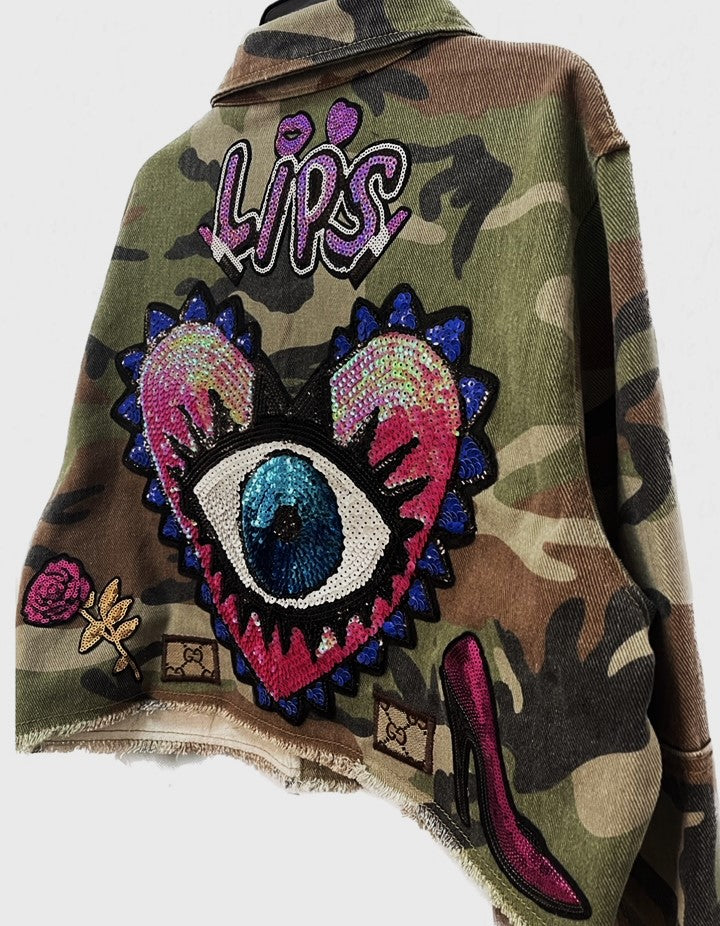 Cropped Camouflage Fashion Gucci OMG Patchwork Jacket