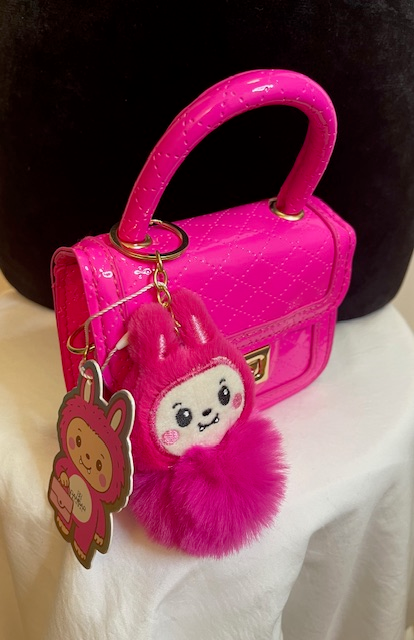 Mini Hot Pink Handbag with Toy Keychain