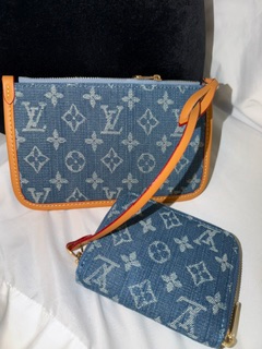 Fashion LV Denim Purse with matching pouch and wallet